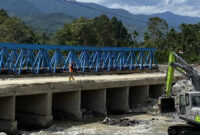 Jembatan di Desa Bener Berpapah, Kecamatan Ketambe, Aceh Tenggara, Aceh, 